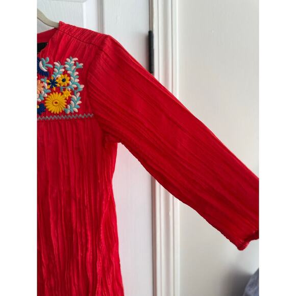 Label by Five Twelve Red Embroidered Boho Long Sleeve Dress size Small - Picture 4 of 10
